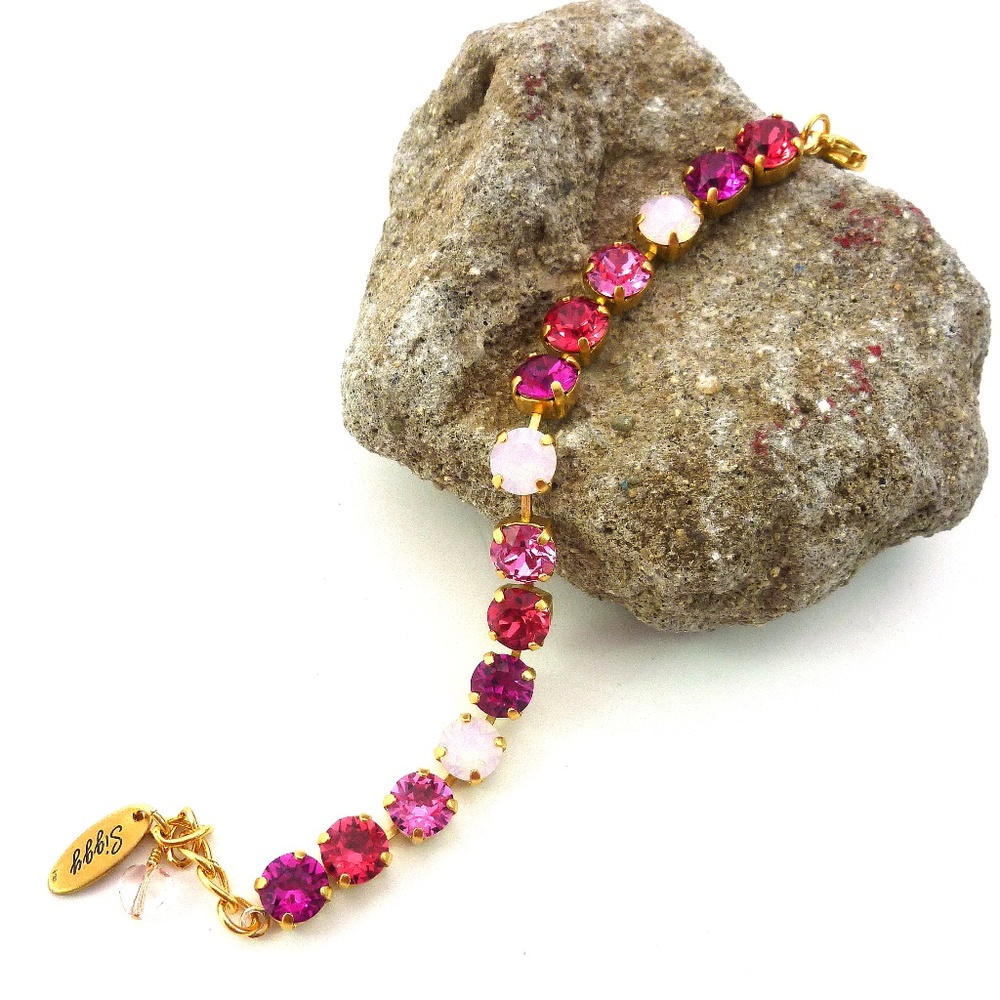 Swarovski Crystal Tennis Bracelet, Pink Sugar Baby - Picture 5 of 6